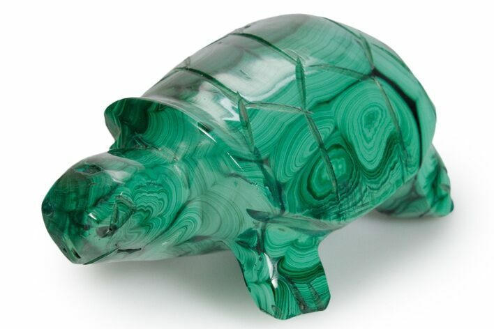 Flowery Malachite Turtle Carving - DR Congo #349335